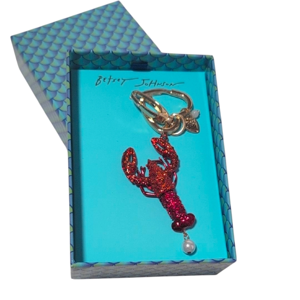Betsey Johnson Sparkling Red Lobster Keychain/Bag Charm